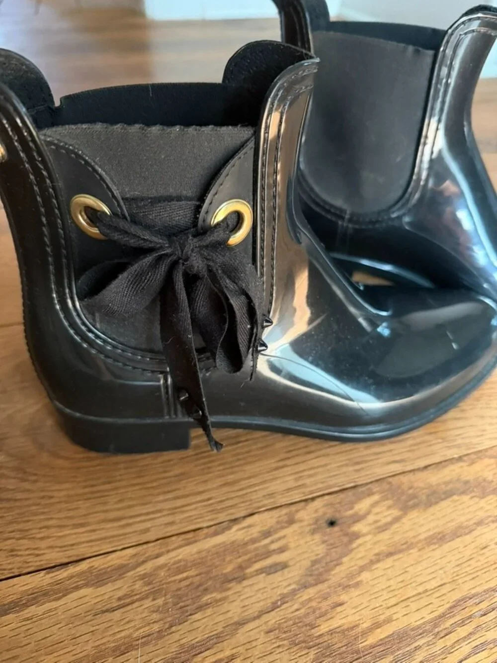 Lemon Jelly Black Ankle Rain Boots Bow Detail EU 40 / US 9